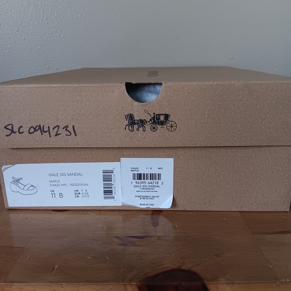Coach Women Gale Wedge Sandal In Maple Signature Jacquard Size 11 B Damaged Box - Picture 14 of 14